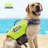 Green dog life jacket for dogs, adjustable reflective safety vest for swimming, surfing, and drifting