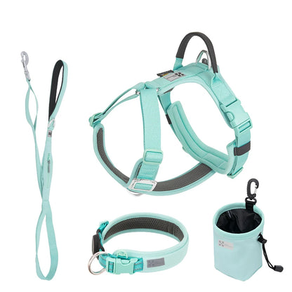 SMALL COMBINATION Large Dog Collar Harness and Leash Sets No Pull Reflective Medium Dog Chest Vest Pet German Shepherd Training