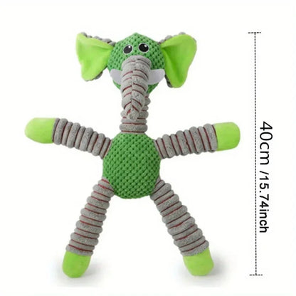 plush dog toy for small and medium dogs green elephant chew toy for puppies, 40cm stuffed animal playmate