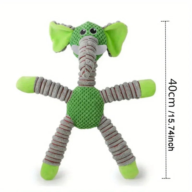 plush dog chew toy elephant-style stuffed toy for small and medium dogs, green teething chew and interactive playmate