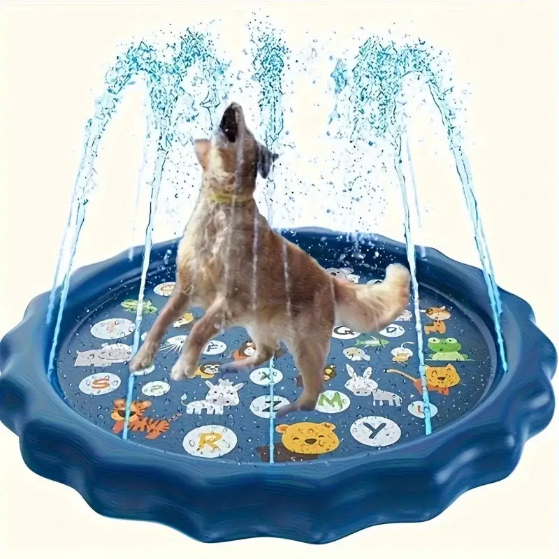 Heavy-duty Outdoor Pet Bath Basin with Water Spray Function - Anti-slip Dog Water Play Cooling, water spraying, and ice cooling.