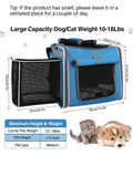 Dog or Cat Bike Basket, Expandable Soft Sided Pet Carrier Backpack with 4 Open Doors, Foldable Dog Bike Carrier