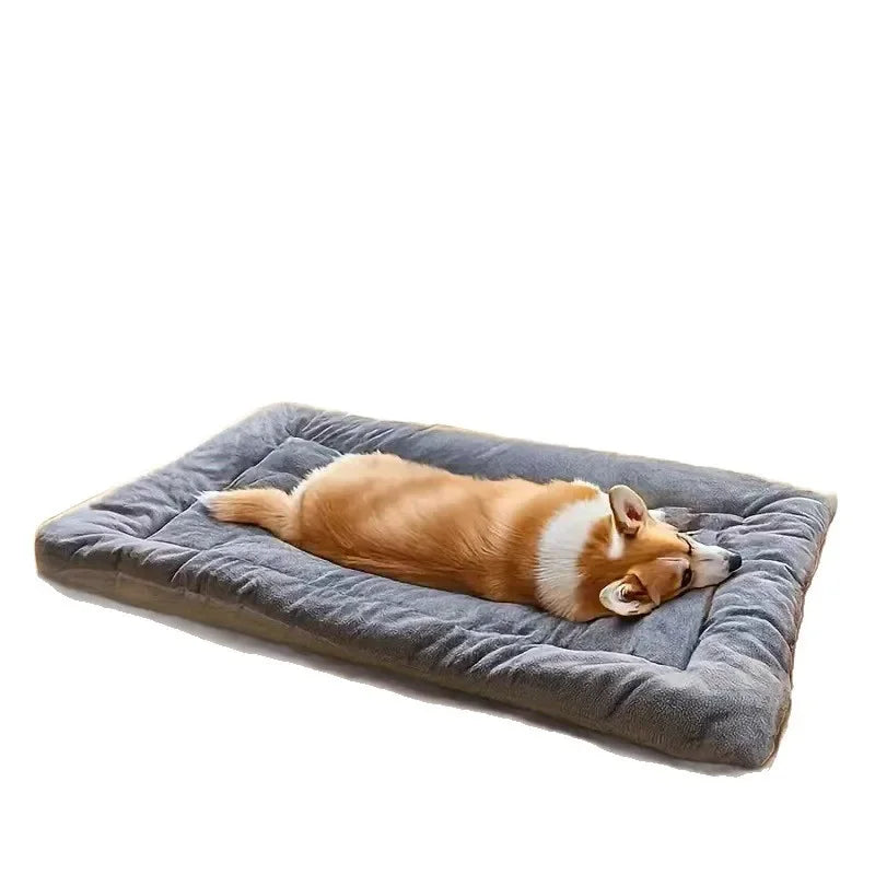 Large winter dog bed mat, grey double-sided fleece sleeping pad for golden retriever, 120x60cm, warm washable pet nest
