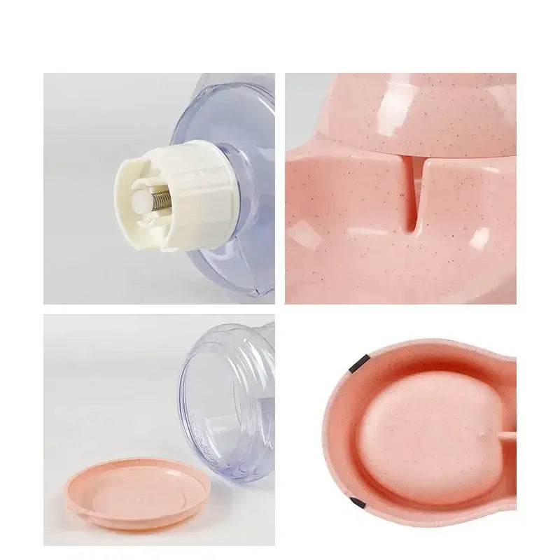 pet water dispenser plastic automatic dog feeder with water bottle and bowl for pet feeding and drinking
