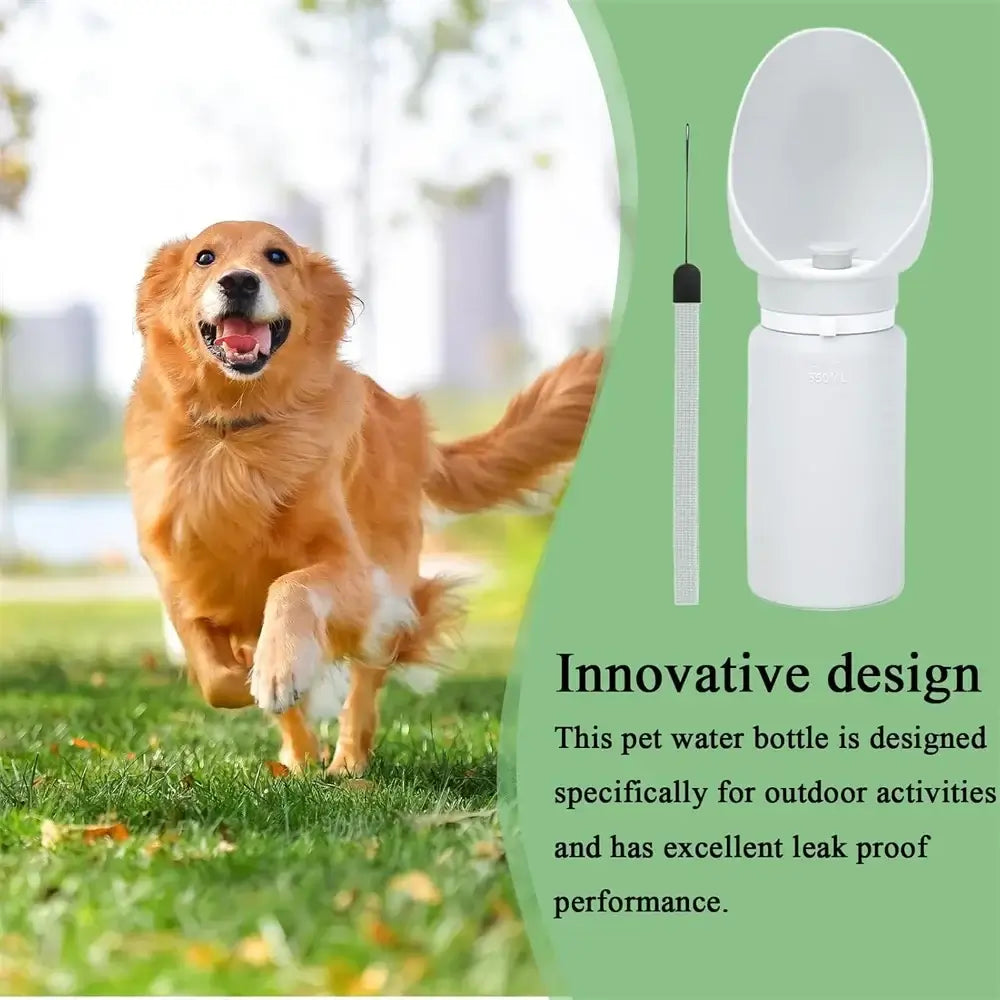 portable dog water bottle for outdoor walks, leak-proof foldable 550ml silicone pet water bottle with dog in park