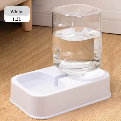automatic pet feeder with water dispenser, battery-free white 1.2L cat and dog water feeder