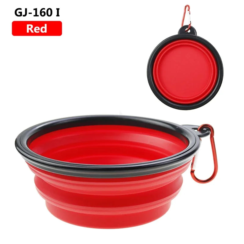 Red collapsible pet travel bowl silicone TPR portable pet food and water bowl for cats and dogs with clip for outdoor travel
