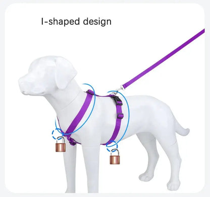 Adjustable dog harness with I-shaped design, soft lightweight nylon, washable, explosion-proof outdoor travel harness for dogs