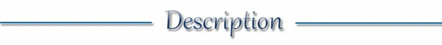Description banner with decorative blue lines and shadowed text
