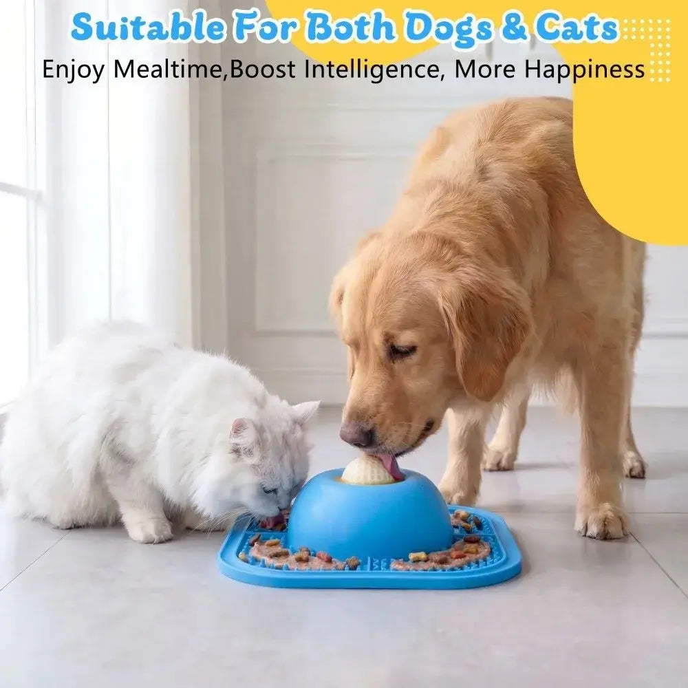 slow feeder dog bowl for dogs and cats, interactive licking toy with anti-slip base and treat dispenser