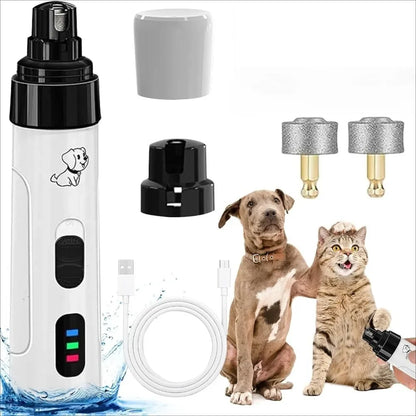 rechargeable pet nail grinder USB charging electric pet nail trimmer for dog and cat grooming with LED quiet operation