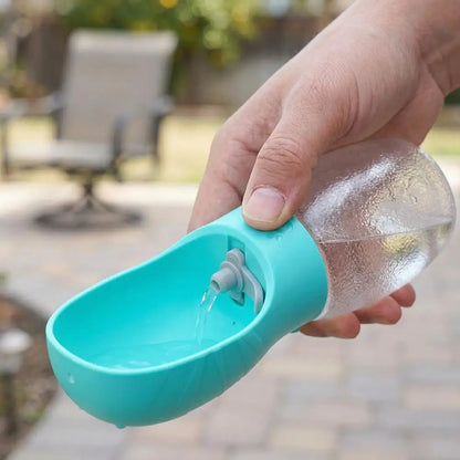 portable dog water bottle with built-in bowl, leakproof pet drinking dispenser for travel and outdoor use