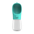 Turquoise leakproof dog water bottle for dogs and cats, portable outdoor travel feeder bowl, puppy drinking container