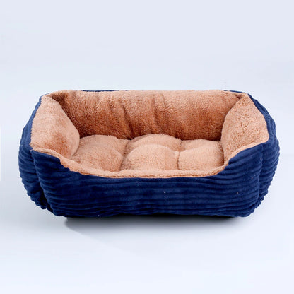 Calming dog bed plush square pet sofa bed for small to medium dogs, cozy and waterproof