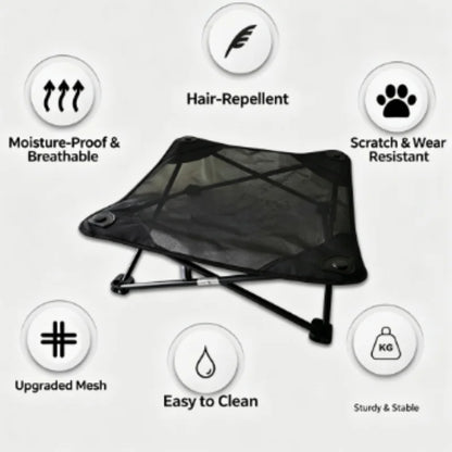 waterproof raised mesh dog bed for cooling, breathable support, easy cleaning, and outdoor use