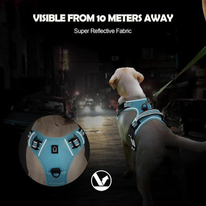 No Pull Dog Harness, Adjustable Soft Padded Pet Vest with Easy Control Handle featuring super reflective fabric.