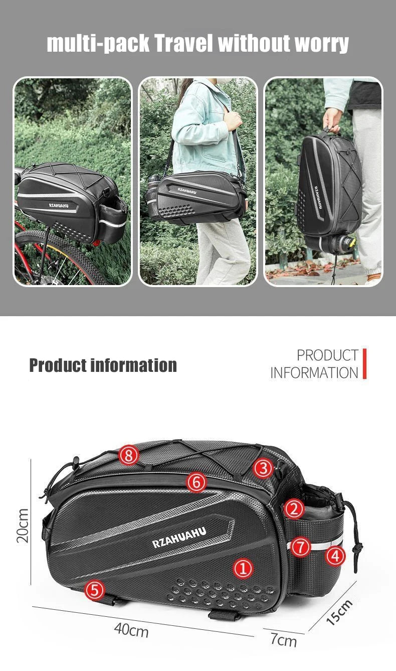 Bicycle Carrier Bag Large Capacity Bike Bags Foldable Rear Seat Bag Bike Rear Basket Waterproof Pannier Trunk Seat Saddle Bags with product dimensions