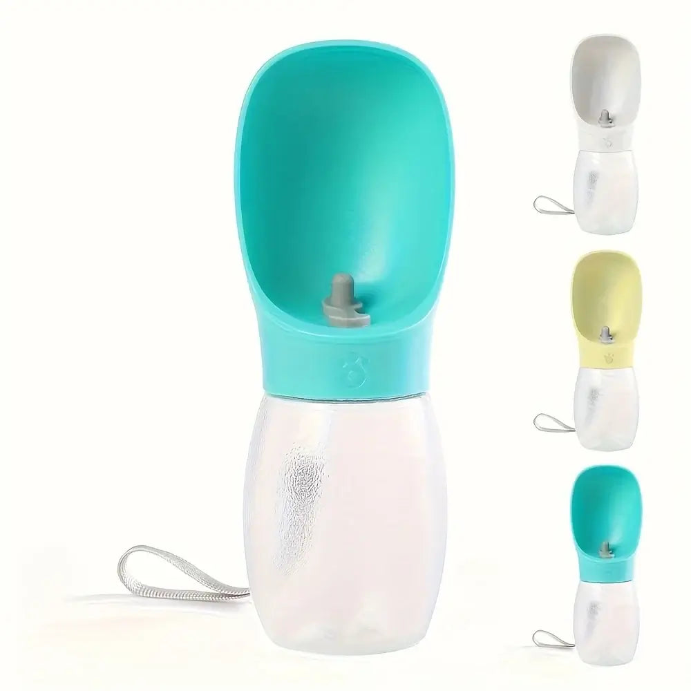 Portable dog water bottle for outdoor use, leakproof pet drinking container with scoop bowl design
