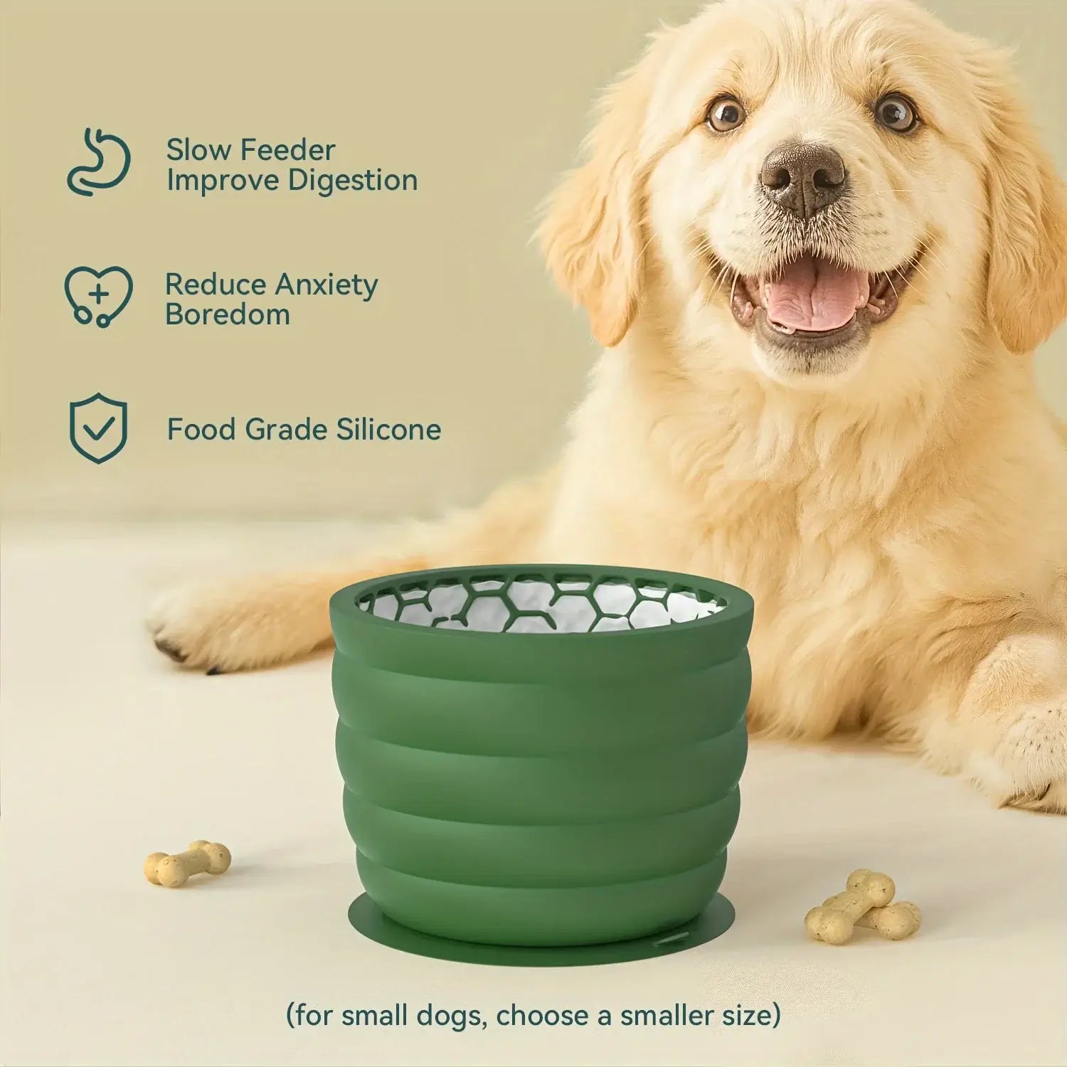silicone slow feeder dog bowl for small dogs, anti-slip design to improve digestion, reduce boredom, and ease anxiety
