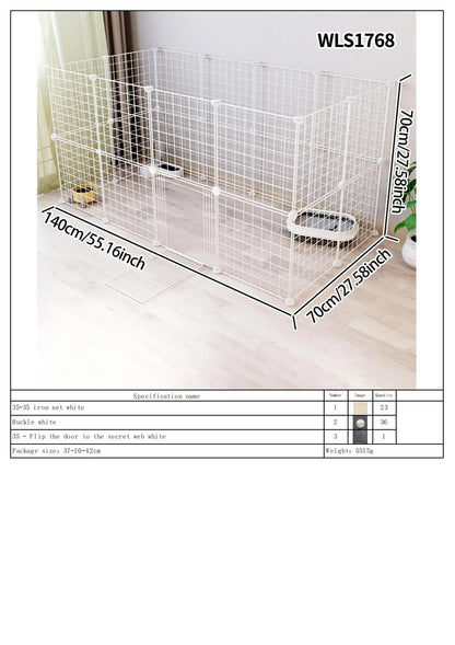 Pet Splicing Fence with Detachable Iron Mesh Gate, Isolation Barrier, Anti-Escape Gate, Indoor Fence, Easy to Assemble, Portable Cage.