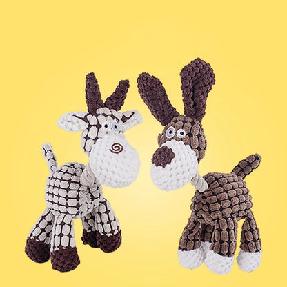 squeaky corduroy dog toy plush animal-shaped bite resistant toy for small and large dogs, durable training squeaky toy