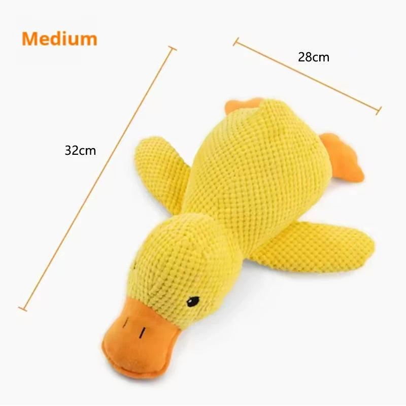 Medium dog plush duck toy yellow fleece squeak toy, 32cm dog hug duck plush for boredom relief