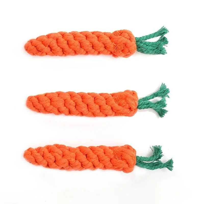 carrot shape dog chew toy cotton rope knot toy for dogs and cats, bite-resistant indoor pet accessory