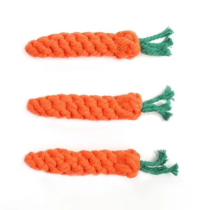 carrot shape dog chew toy cotton rope knot toy for dogs and cats, bite-resistant indoor pet accessory