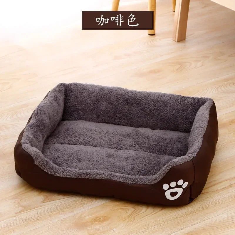 large dog bed house cozy gray plush square pet kennel for small medium large dogs, warm washable indoor pet bed