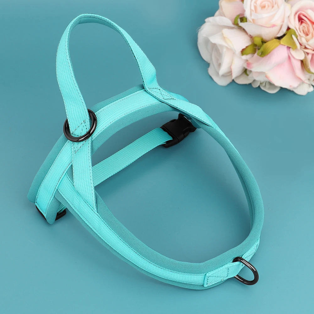 no pull dog harness aqua padded nylon vest for small to large dogs, reflective walking harness