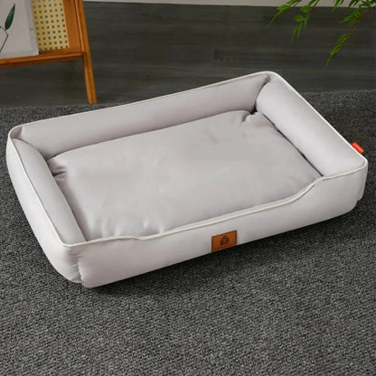 waterproof square dog bed for large dogs light gray thickened sofa-style pet bed with non-slip bottom