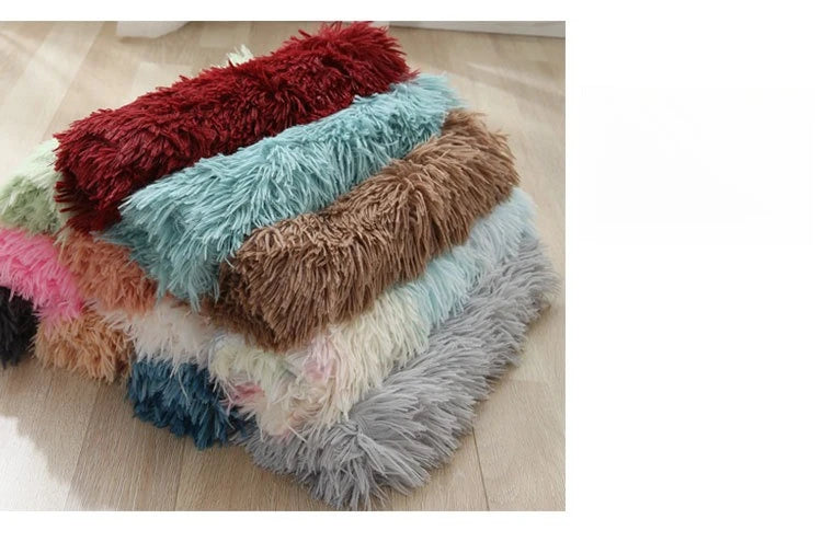 washable plush dog blanket mat for warm pet sleeping bed, soft long plush kennel cover, cozy winter dog supply