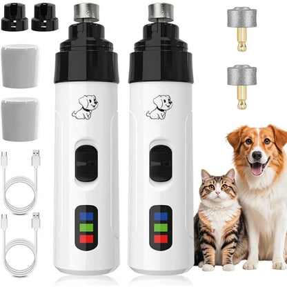 rechargeable pet nail grinder USB charging electric dog and cat nail trimmer with LED quiet grooming kit