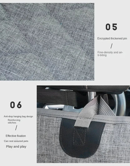 waterproof dog car seat cover with thickened, anti-biting fabric and reinforced hanging design for rear seat protection