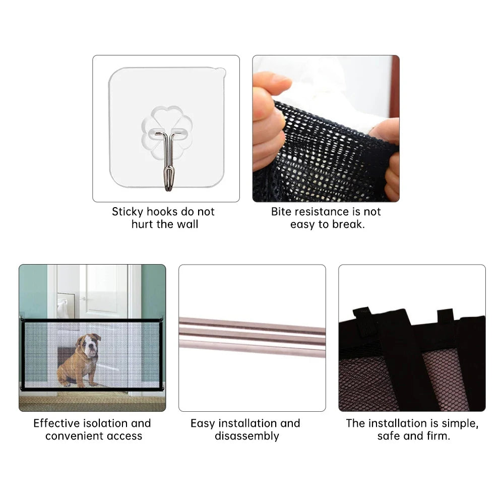 Pet Dog Barrier Fences Pet Isolated Network Folding Breathable Mesh Play Dog Safety Fence for Stairs Doorways Indoor and Outdoor features