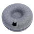 round cat tunnel bed dark gray with hole, donut felt nest cat bed for sleeping, hiding and play
