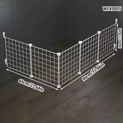 Puppy Fence for Home Indoor Use, Anti-Escape Corgi Dog Fence, Puppy Training Isolation Net dimensions on a dark floor.