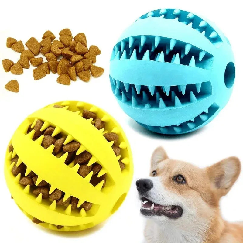 natural rubber dog chew toy treat ball for tooth cleaning, interactive bite-resistant dental ball for dogs