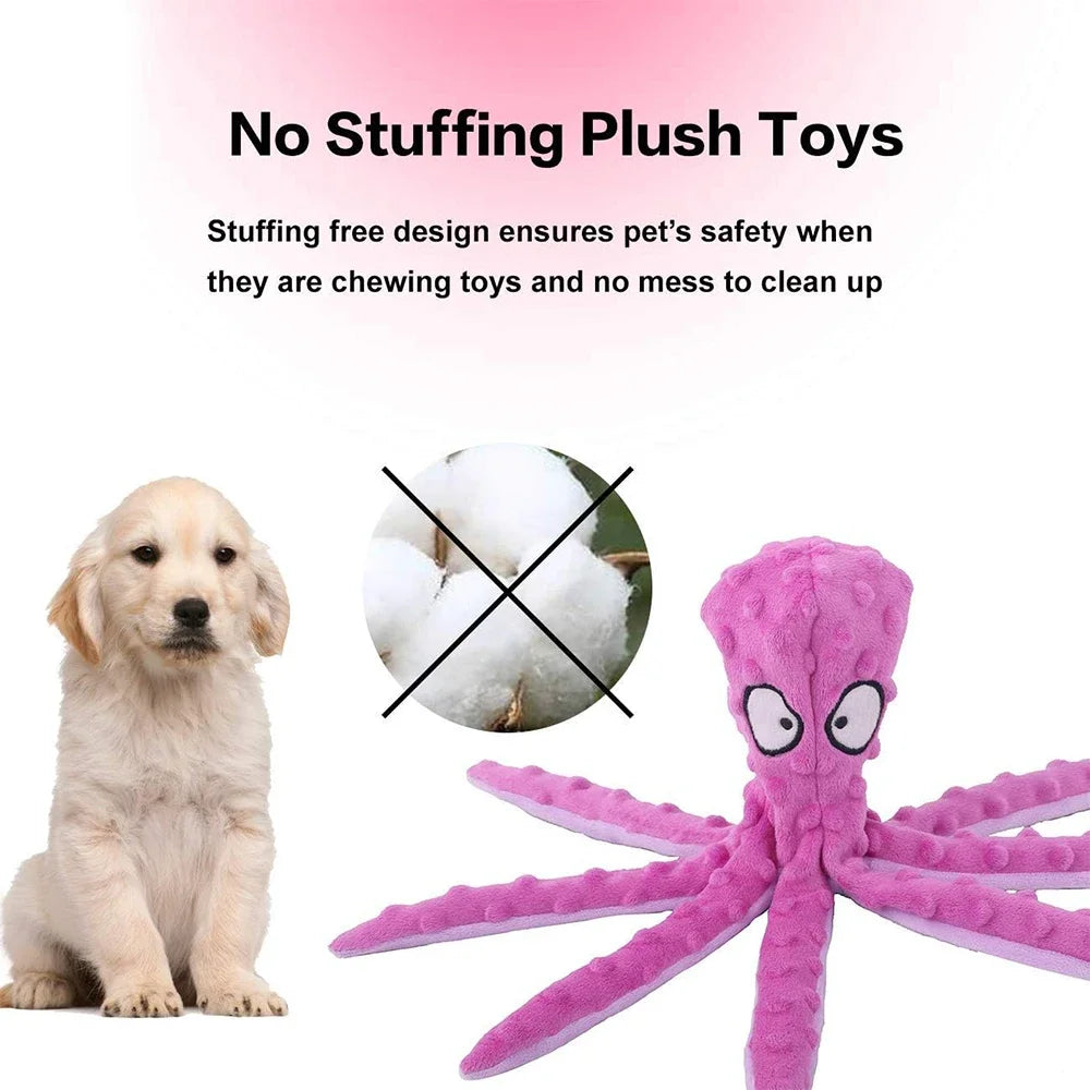 Dog Vocal Toys Octopus Non-stuffed Soft Plush Toy Puppy Educational Teething Chew Toys Pet Supplies for Small Medium Dogs.
