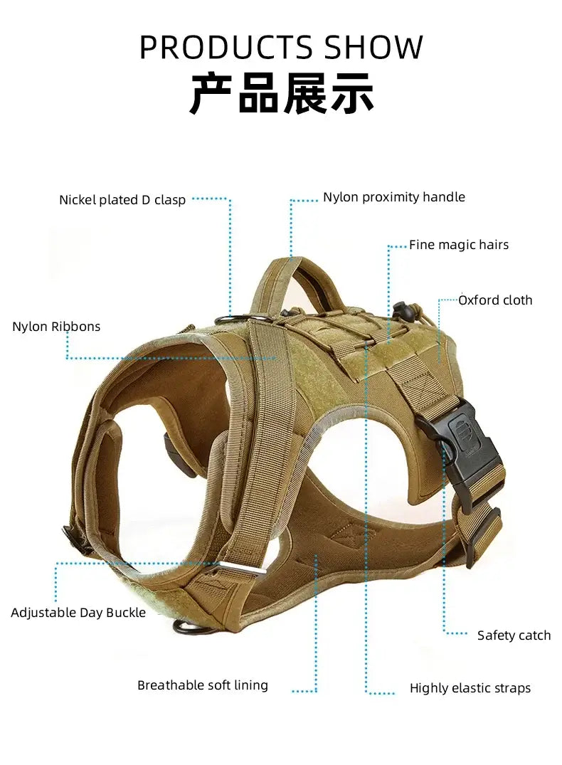 Tactical Dog Vest Harness No Pull Comfortable Adjustable Pet Harness For Medium Large Dog Military Training With Handle Labrador
