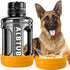 Yellow dog water bottle dispenser 2.5L for hiking, camping, beach, and walking, with bowl for you and your pup