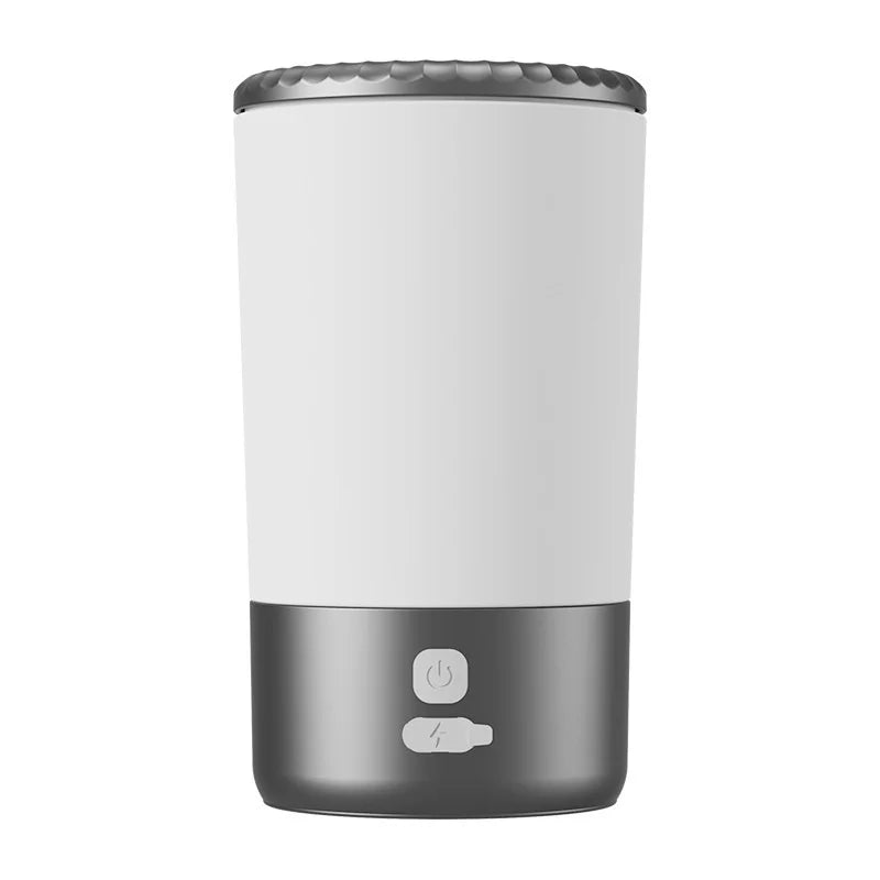 WHITE automatic pet paw cleaner machine with soft silicone brush, USB-C rechargeable, waterproof portable dog and cat washer cup