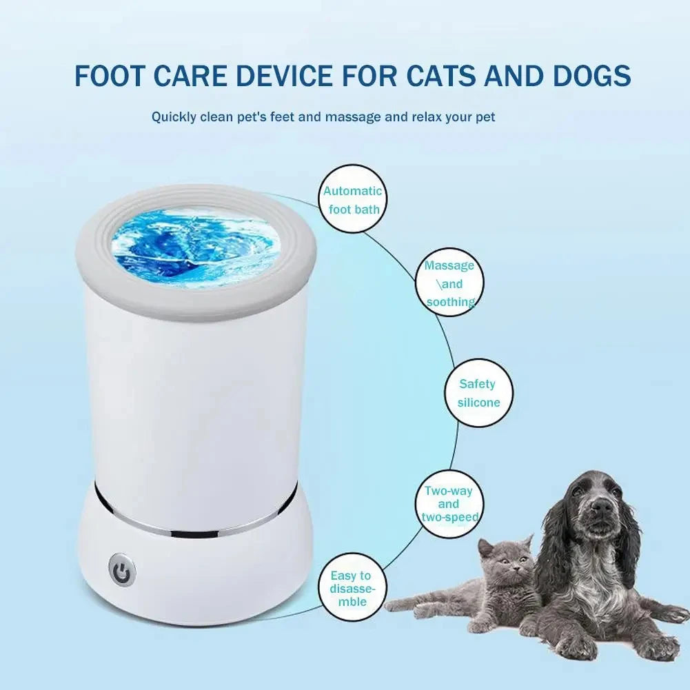 automatic pet paw cleaner for cats and dogs, low-noise USB electric foot washer with safety silicone