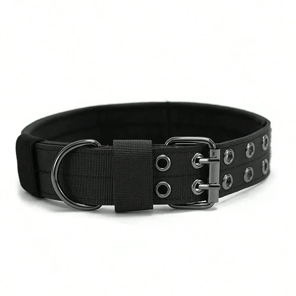 Black tactical dog collar durable nylon military buckle collar for medium and large dogs training walking working