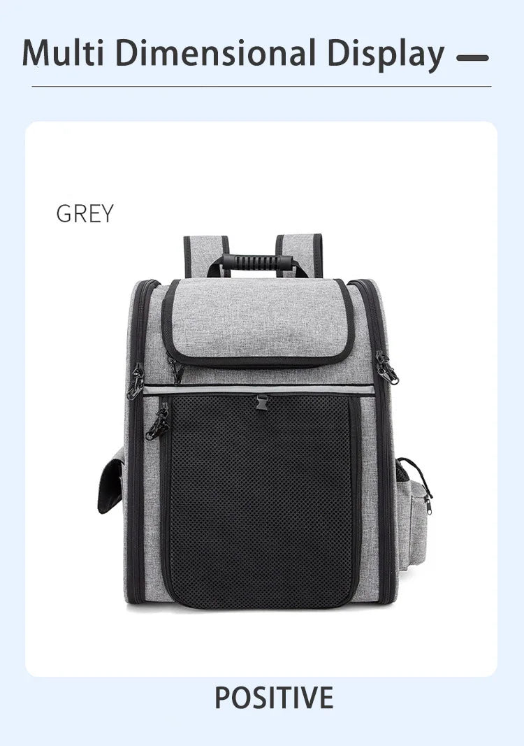 Pet Backpack Portable Breathable Outdoor Foldable Expandable Cat &amp; Dog Backpack Large Capacity Oxford Cloth Cat Carrying Bag