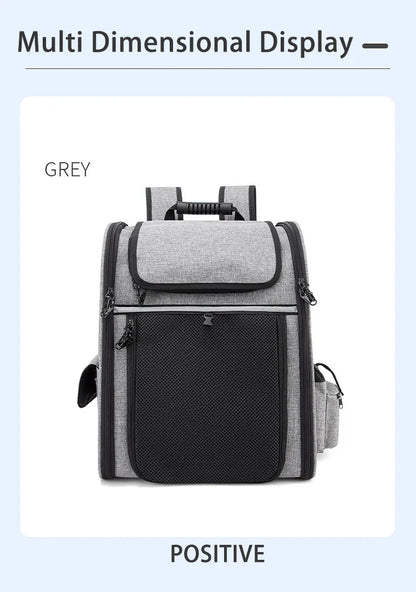 Pet Backpack Portable Breathable Outdoor Foldable Expandable Cat &amp; Dog Backpack Large Capacity Oxford Cloth Cat Carrying Bag