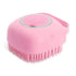 Pink silicone dog bath massage gloves with shampoo dispenser brush for dog and cat bathing