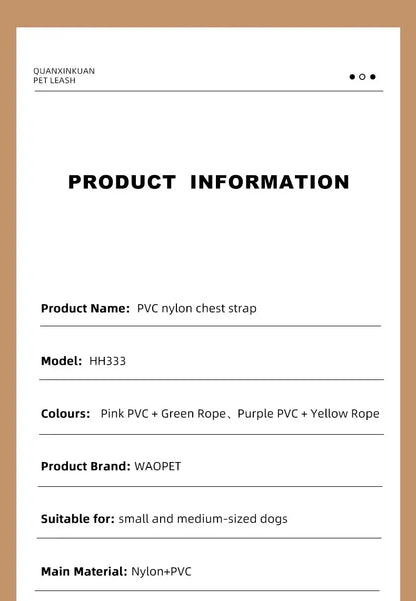 cooling no pull dog harness product information for medium and small dogs, nylon PVC chest strap