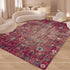 machine washable area rug for living room, vintage geometric pink floral non-slip indoor floor mat, Color 2