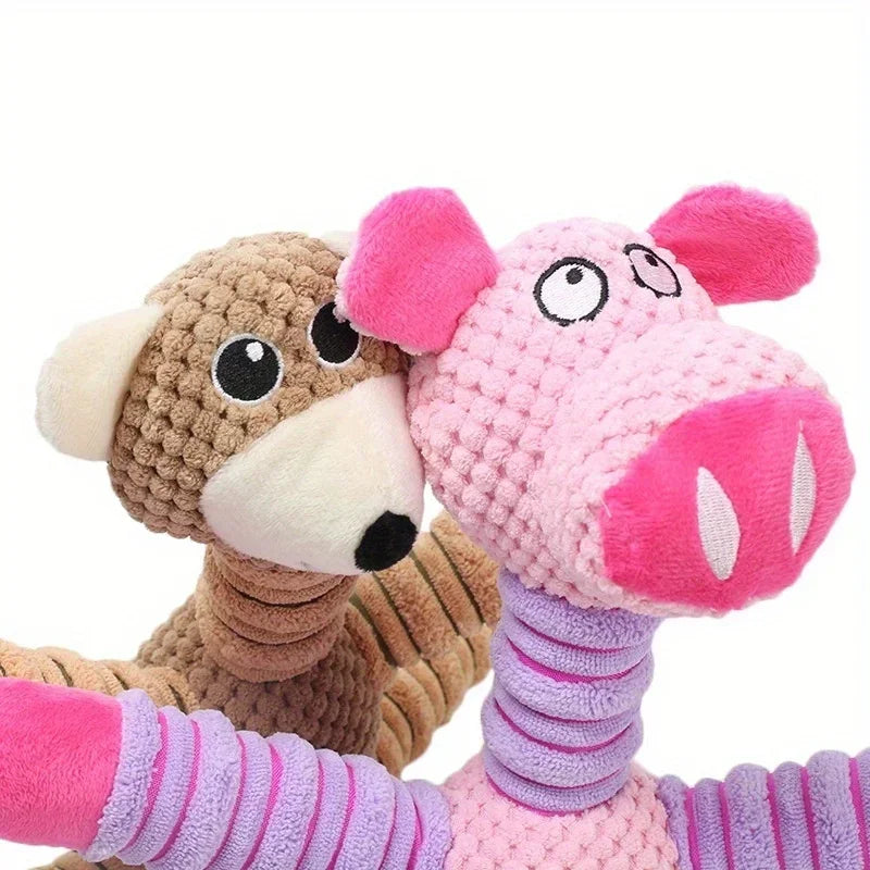 plush dog chew toy for small and medium dogs, cute fleece stuffed animal teething toy, anxiety relief playmate